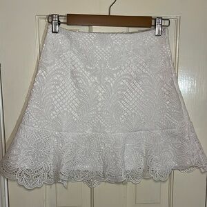 Francesca's Coquette White Lace Peplum Skirt Size XS
